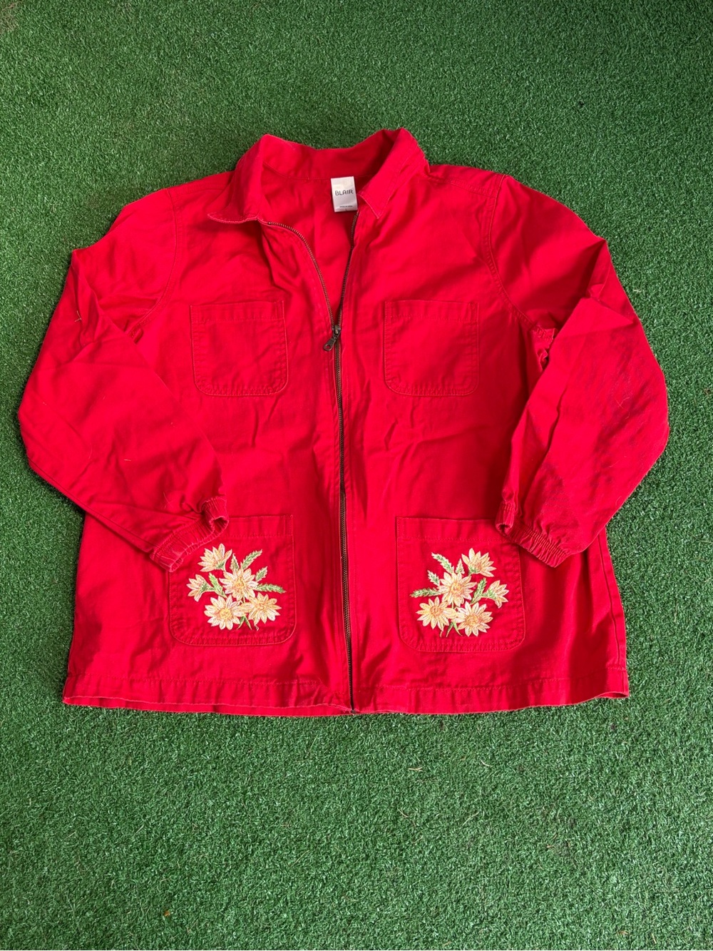 Blair Bright Red Zip Jacket with Gold Zipper
